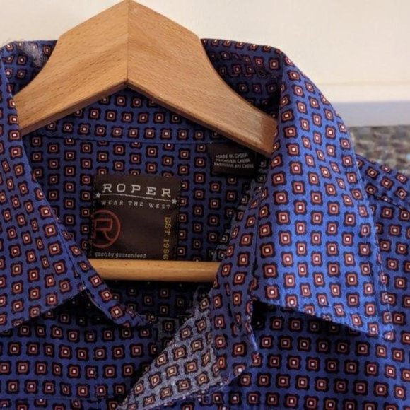 Like New Men's Western Roper Amarillo Copper Creek Foulard Pearl Snap Shirt - Picture 1 of 16